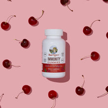 MaryRuth's Immunity Gummies bottle with scattered red cherries, cherry flavor