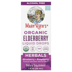 MaryRuth's, Organic Elderberry Liquid Drops, Blueberry + Raspberry, Alcohol Free, 1 fl oz (30 ml)