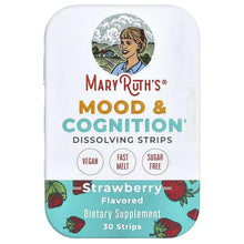 MaryRuth's Mood & Cognition dissolving strips, strawberry flavor, front label on bottle
