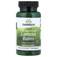 Swanson Full Spectrum® Lemon Balm bottle, sleep support, 60 capsules