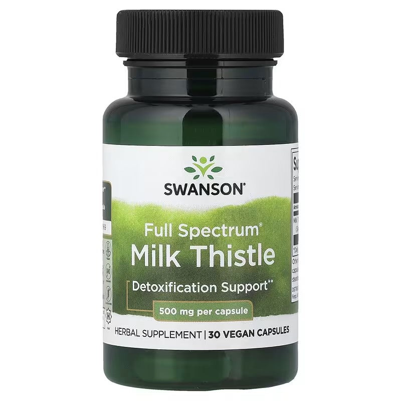 Swanson Vitamins Full Spectrum® Milk Thistle, 30 Vegan Capsules (0.5 g per Capsule)
