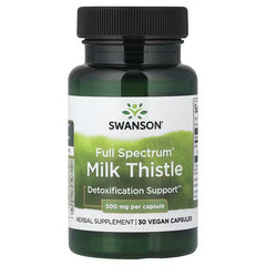 Swanson Vitamins Full Spectrum® Milk Thistle, 30 Vegan Capsules (0.5 g per Capsule)