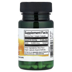 Swanson Vitamins Biotin, 5,000 mcg Vegan Capsules