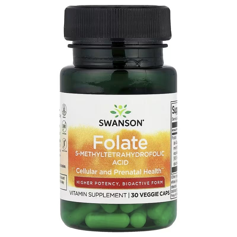 Swanson Vitamins, Folate, 30 Veggie Caps (1,360 mcg DFE per Cap)