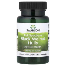 Swanson Full Spectrum Black Walnut Hulls supplement bottle, 500 mg per capsule, 60 capsules