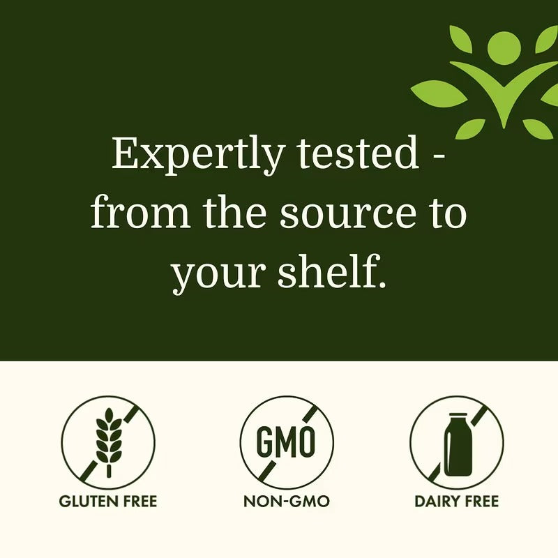 Dietary icons: gluten free, non-GMO, dairy free