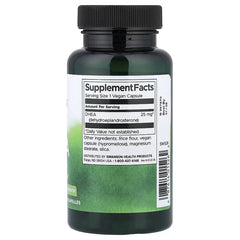 DHEA supplement facts label on bottle; serving size 1 vegan capsule
