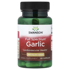 Swanson Full Spectrum Garlic supplement bottle with front label, 400 mg per capsule