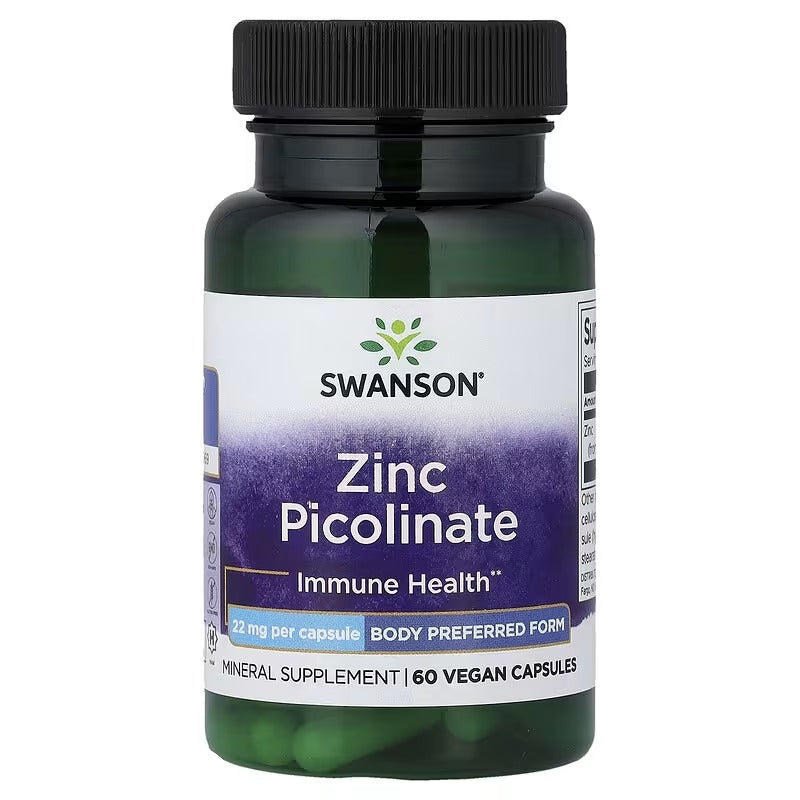 Swanson Vitamins, Zinc Picolinate, 22 mg, 60 Vegan Capsules