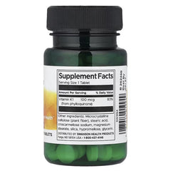 Swanson Vitamins, Vitamin K1, 100 mcg, 100 Tablets
