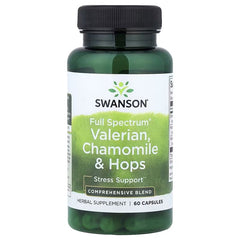 Swanson Vitamins, Full Spectrum® Valerian, Chamomile & Hops, 60 Capsules