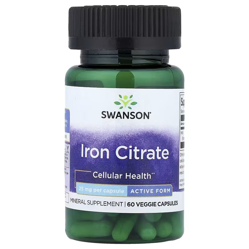 Swanson Vitamins, Iron Citrate, Active Form, 25 mg, 60 Veg Capsules