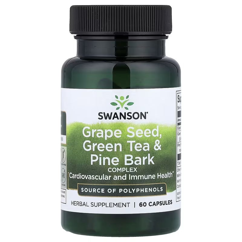 Swanson Vitamins, Grape Seed, Green Tea & Pine Bark Complex, 60 Capsules