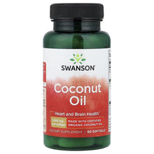 Swanson coconut oil softgels bottle with black ribbed cap, front label