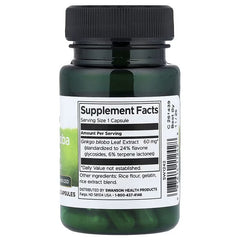 Swanson Vitamins Ginkgo Biloba Extract, Standardized, 60 mg Capsules