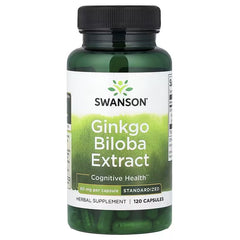 Swanson Vitamins Ginkgo Biloba Extract, Standardized, 60 mg Capsules