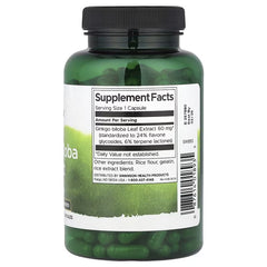 Swanson Vitamins Ginkgo Biloba Extract, Standardized, 60 mg Capsules