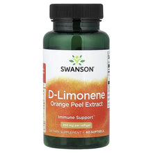 D-Limonene orange peel extract softgels bottle with front label, 250 mg per softgel