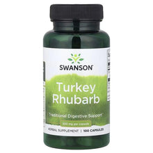 Swanson Turkey Rhubarb supplement bottle, traditional digestive support, 100 capsules