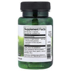 Yohimbe bark supplement bottle with Supplement Facts label, 100 capsules
