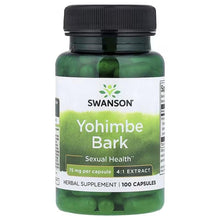 Swanson Yohimbe Bark herbal supplement bottle, 75 mg per capsule, 100 capsules