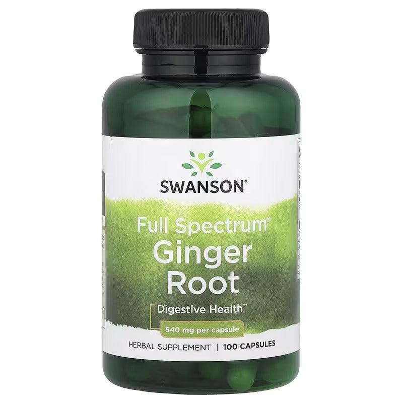 SWANSON Full Spectrum ginger root supplement bottle, 100 capsules, 540 mg