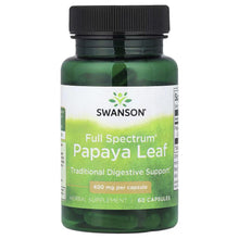 Swanson papaya leaf supplement bottle with 400 mg capsule front label