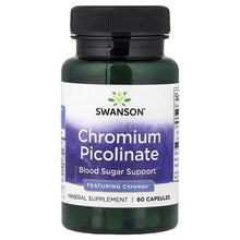 Dark green supplement bottle with black cap, SWANSON Chromium Picolinate front label