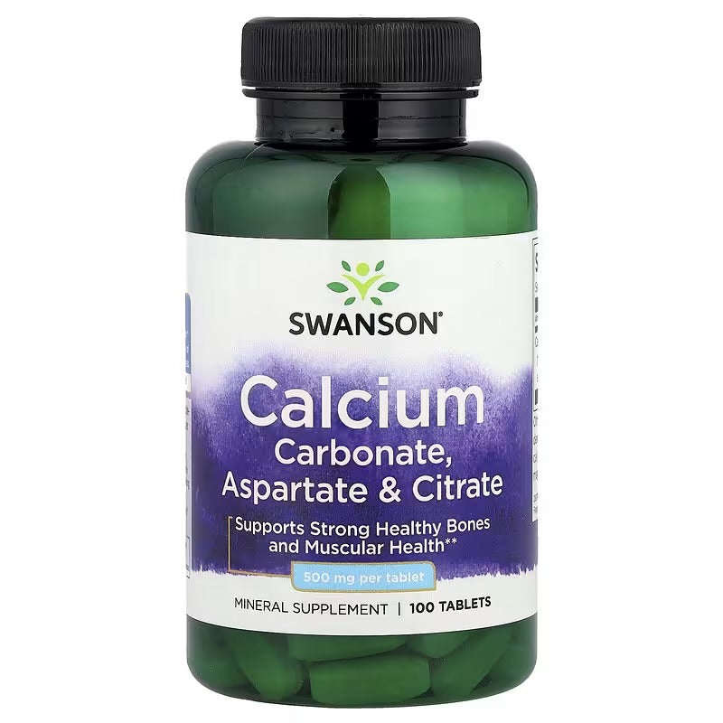 Swanson Vitamins, Calcium Carbonate, Aspartate & Citrate, 500 mg, 100 Tablets