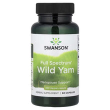Swanson Full Spectrum Wild Yam herbal supplement bottle with black cap, 60 capsules