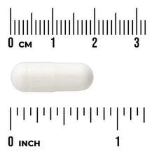 Swanson BioPerine vegan capsule, white oblong capsule with size scale