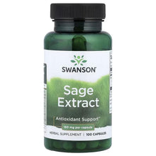 Swanson Sage Extract antioxidant support bottle, black cap, label shows 160 mg per capsule
