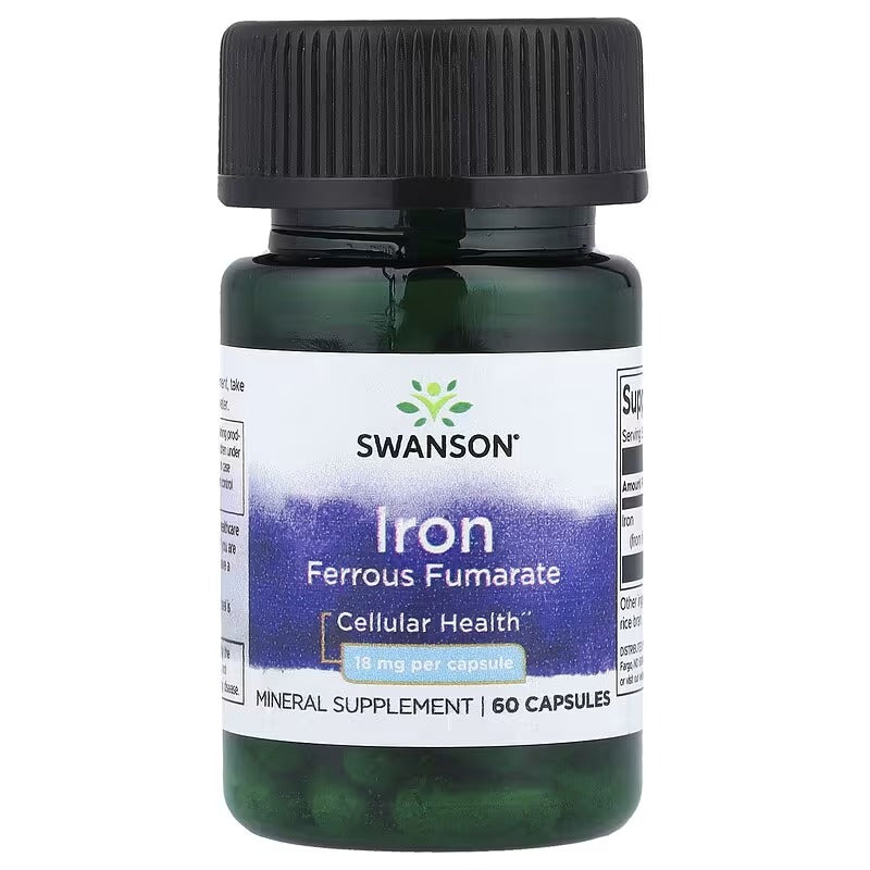 Swanson Vitamins, Iron Ferrous Fumarate, 18 mg, 60 Capsules