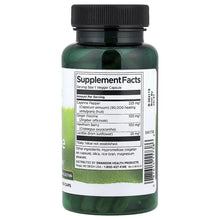 Green bottle with black cap, Supplement Facts nutrition label on back