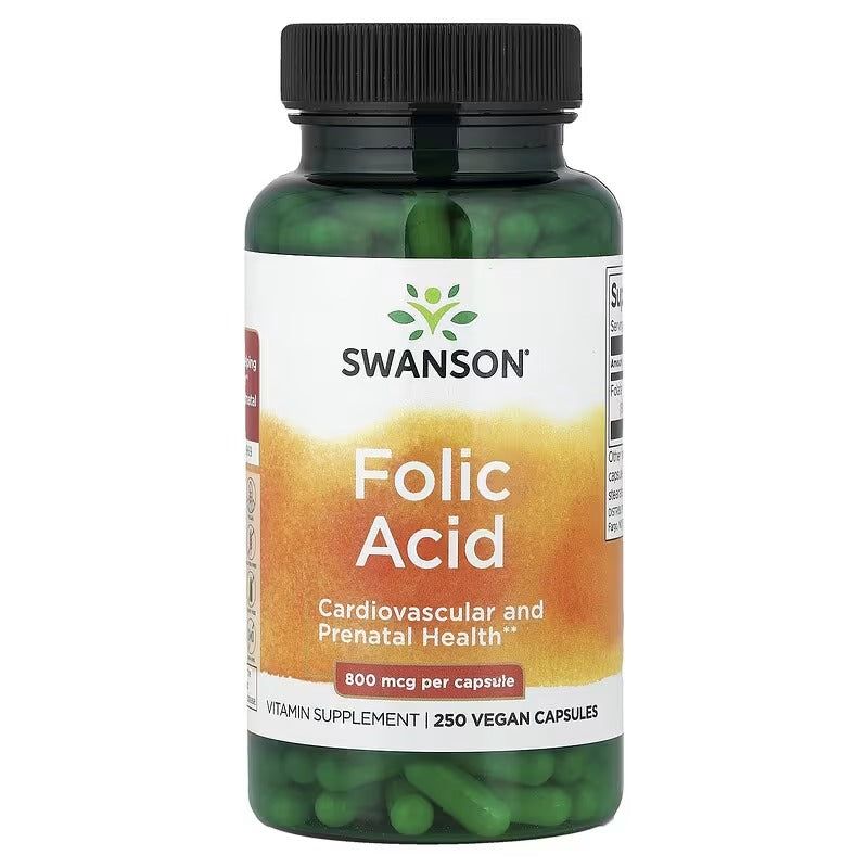 Swanson Vitamins, Folic Acid, 800 mcg, 250 Vegan Capsules
