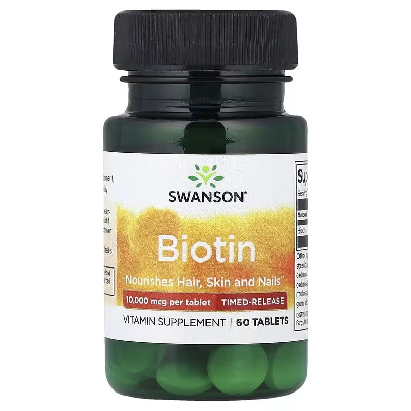 Swanson Vitamins, Biotin, Time-Release, 10,000 mcg, 60 Tablets