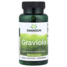 Swanson Graviola supplement bottle, front label, 530 mg per capsule, 60 capsules