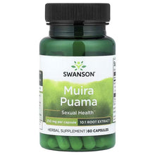 Swanson Muira Puama herbal supplement bottle, 250 mg per capsule, 60 capsules