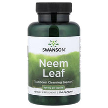 Swanson Neem Leaf supplement bottle, front label, 500 mg per capsule, 100 capsules