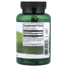 Swanson supplement bottle with Supplement Facts label and mulberry leaf info