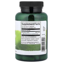 Eleuthero Root herbal supplement bottle, dark green with Supplement Facts label.