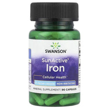 Swanson SunActive Iron supplement bottle with green capsules, front label