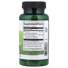 Mullein leaf extract supplement bottle with black cap and Supplement Facts label.