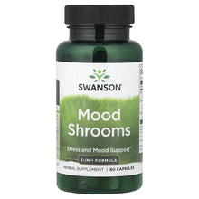 Swanson Mood Shrooms herbal supplement bottle front label, black cap