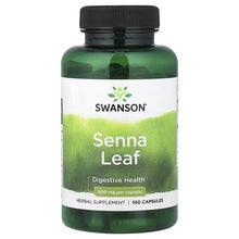 Senna Leaf herbal supplement bottle, 500 mg per capsule label