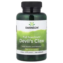 Swanson Devil's Claw herbal supplement bottle, 500 mg, 100 capsules