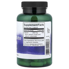 Swanson Calcium Citrate Complex supplement facts label on bottle, serving size 1 capsule