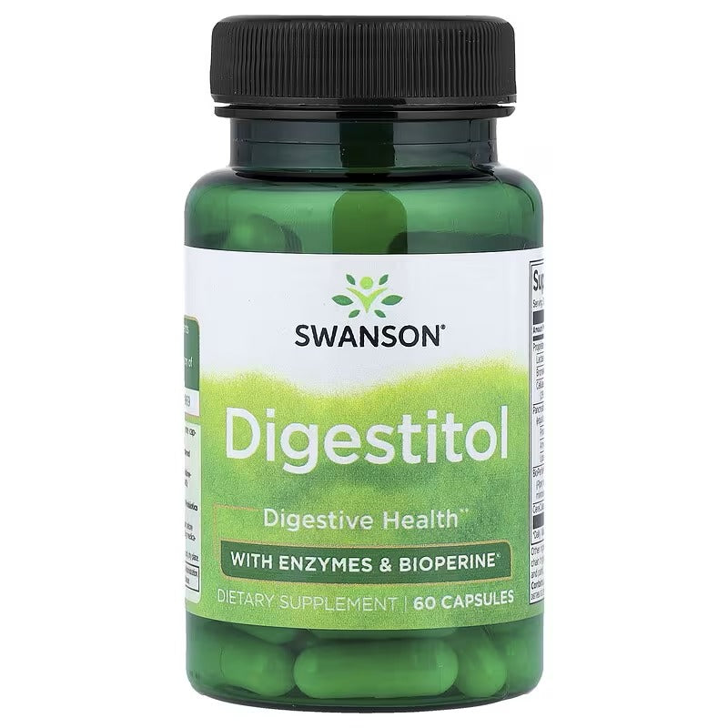 Swanson Digestitol digestive health supplement capsules bottle with black cap