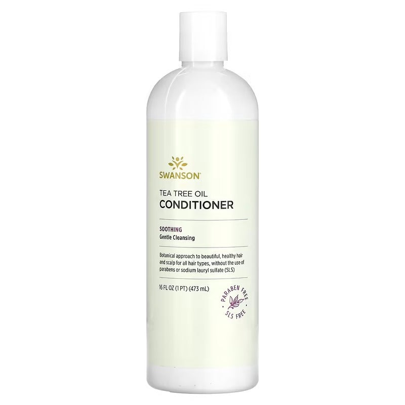 Swanson tea tree oil conditioner bottle, 16 fl oz, white bottle with pump cap