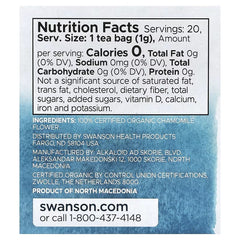 Chamomile caffeine-free organic herbal tea package back with nutrition facts panel